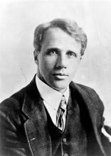 Robert Frost, head-and-shoulders portrait, facing front (Source: Wikipedia)